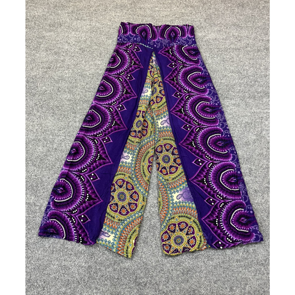 Purple Patterned Wide Leg Pants
